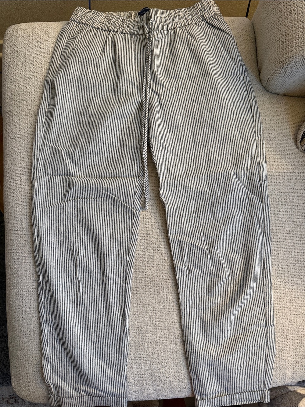 J. Crew Women’s Ankle Drawstring Pants - Black & White Pinstripe